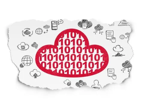 Cloud networking concept: Cloud With Code on Torn Paper background Stock Illustration