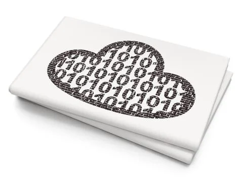 Cloud networking concept: Cloud With Code on Blank Newspaper background Stock Illustration