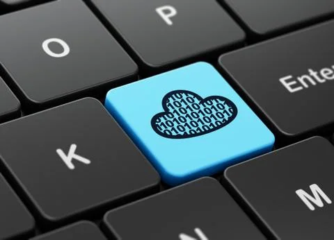 Cloud networking concept: Cloud With Code on computer keyboard background Stock Illustration