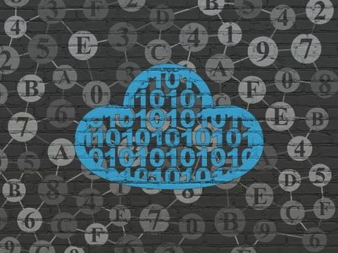 Cloud networking concept: Cloud With Code on wall background Stock Illustration