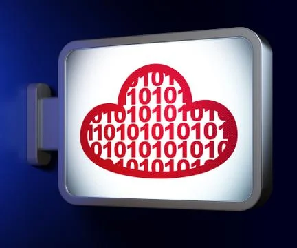 Cloud networking concept: Cloud With Code on billboard background Stock Illustration