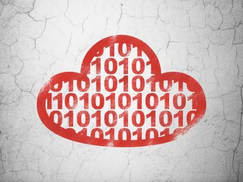 Cloud networking concept: Cloud With Code on wall background イラスト素材