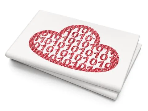 Cloud networking concept: Cloud With Code on Blank Newspaper background 스톡 일러스트