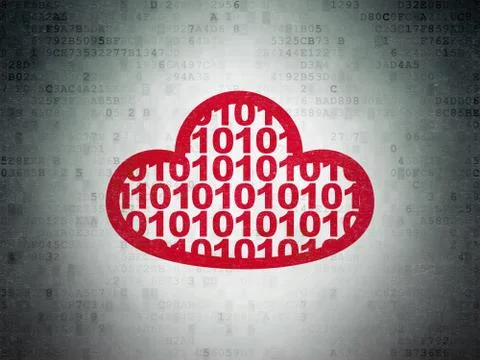 Cloud networking concept: Cloud With Code on Digital Data Paper background 스톡 일러스트