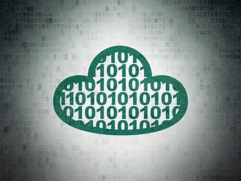 Cloud networking concept: Cloud With Code on Digital Data Paper background Stock Illustration