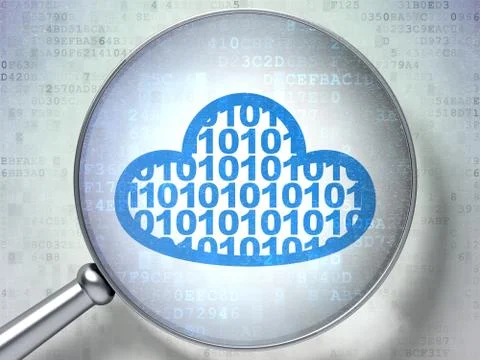 Cloud networking concept: Cloud With Code with optical glass on digital Stock Illustration