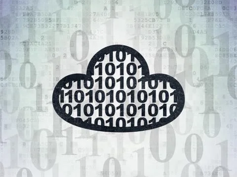 Cloud networking concept: Cloud With Code on Digital Data Paper background Stock Illustration