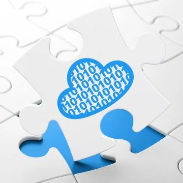 Cloud networking concept: Cloud With Code on puzzle background Stock Illustration