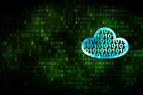 Cloud networking concept: Cloud With Code on digital background Stock Illustration