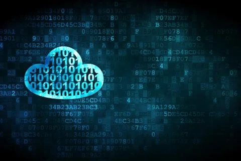 Cloud networking concept: Cloud With Code on digital background 库存插图