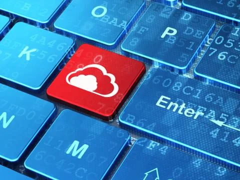 Cloud networking concept: Cloud on computer keyboard background Stock Illustration