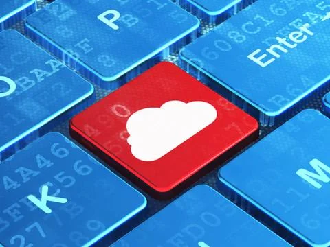 Cloud networking concept: Cloud on computer keyboard background 스톡 일러스트