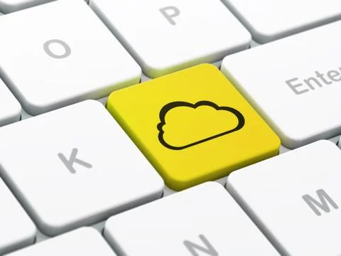Cloud networking concept: Cloud on computer keyboard background Stock Illustration