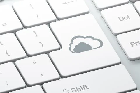 Cloud networking concept: Cloud on computer keyboard background Stock Illustration