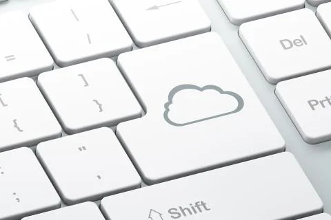 Cloud networking concept: Cloud on computer keyboard background Stock Illustration