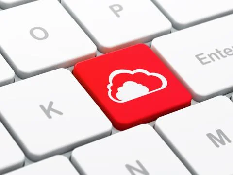 Cloud networking concept: Cloud on computer keyboard background Stock Illustration