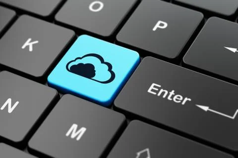 Cloud networking concept: Cloud on computer keyboard background Illustrazione stock