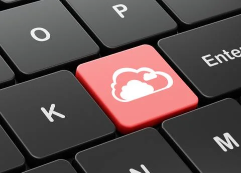 Cloud networking concept: Cloud on computer keyboard background Ilustração Stock