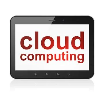 Cloud networking concept: Cloud Computing on tablet pc computer Illustrazione stock