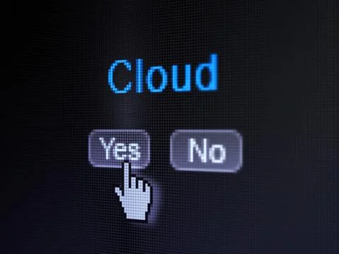 Cloud networking concept: Cloud on digital computer screen Illustrazione stock