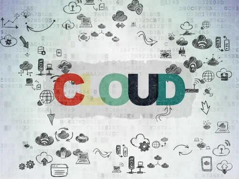 Cloud networking concept: Cloud on Digital Paper background Stock Illustration