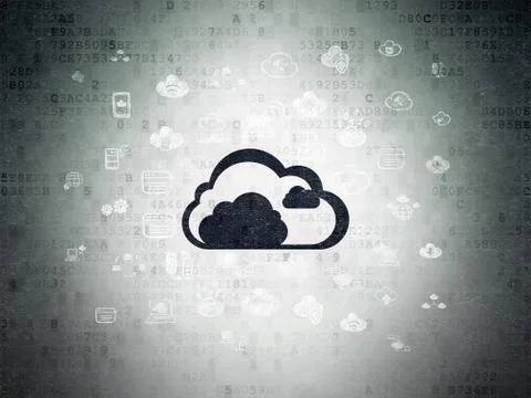 Cloud networking concept: Cloud on Digital Data Paper background Illustrazione stock