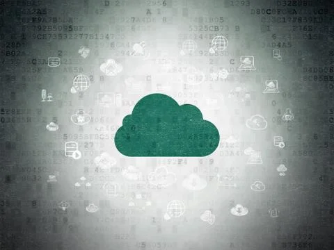 Cloud networking concept: Cloud on Digital Data Paper background Illustrazione stock