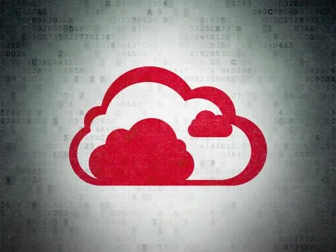 Cloud networking concept: Cloud on Digital Data Paper background Illustrazione stock