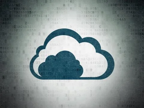 Cloud networking concept: Cloud on Digital Data Paper background Stock Illustration