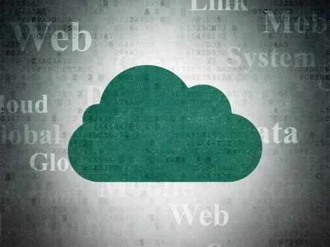 Cloud networking concept: Cloud on Digital Data Paper background Illustrazione stock