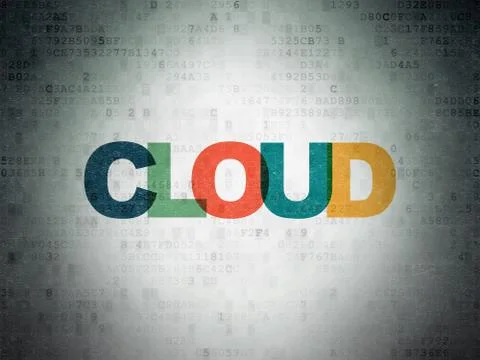 Cloud networking concept: Cloud on Digital Data Paper background Illustrazione stock