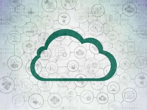 Cloud networking concept: Cloud on Digital Data Paper background Illustrazione stock