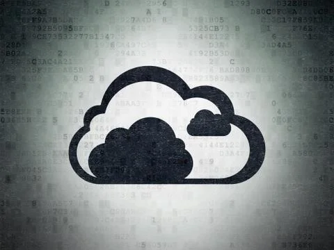 Cloud networking concept: Cloud on Digital Data Paper background 스톡 일러스트