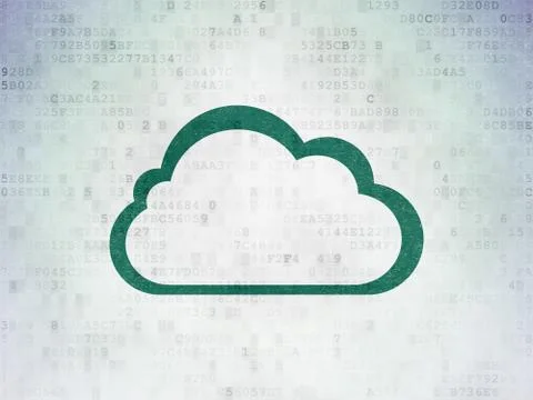 Cloud networking concept: Cloud on Digital Data Paper background Stock Illustration