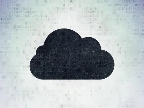 Cloud networking concept: Cloud on Digital Data Paper background Illustrazione stock