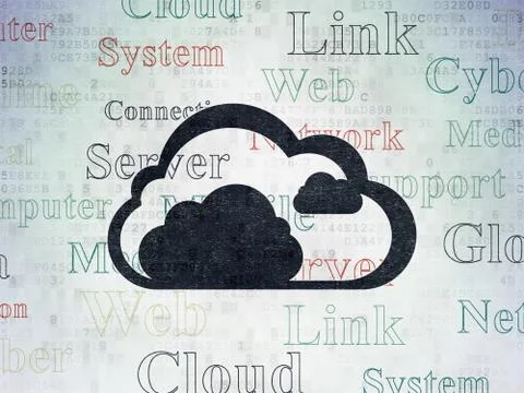 Cloud networking concept: Cloud on Digital Data Paper background Stock Illustration