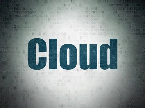 Cloud networking concept: Cloud on Digital Data Paper background 스톡 일러스트