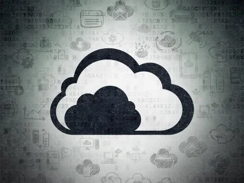 Cloud networking concept: Cloud on Digital Data Paper background Stock Illustration