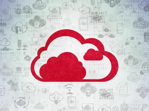 Cloud networking concept: Cloud on Digital Data Paper background Illustrazione stock