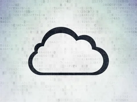 Cloud networking concept: Cloud on Digital Data Paper background Illustrazione stock