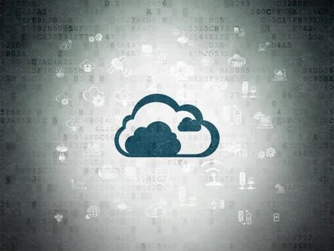 Cloud networking concept: Cloud on Digital Data Paper background Illustrazione stock