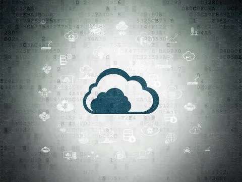 Cloud networking concept: Cloud on Digital Data Paper background Stock Illustration
