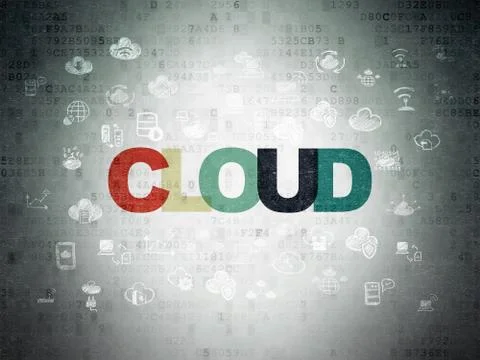 Cloud networking concept: Cloud on Digital Data Paper background Stock Illustration