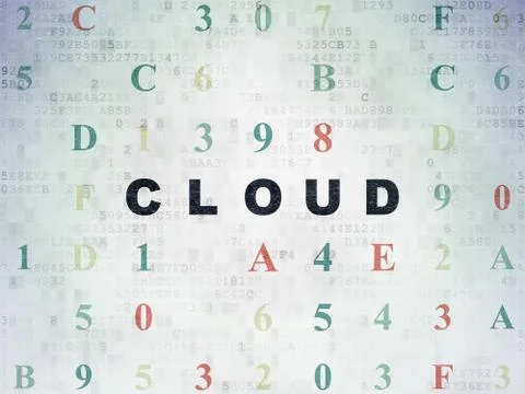 Cloud networking concept: Cloud on Digital Data Paper background Stock Illustration