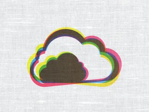 Cloud networking concept: Cloud on fabric texture background Stock Illustration