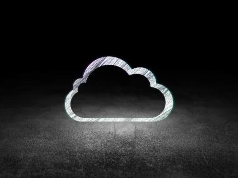 Cloud networking concept: Cloud in grunge dark room Stock Illustration