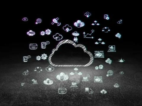 Cloud networking concept: Cloud in grunge dark room イラスト素材