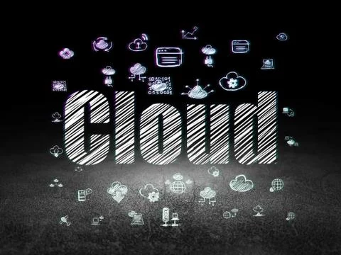 Cloud networking concept: Cloud in grunge dark room 스톡 일러스트
