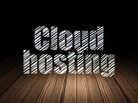 Cloud networking concept: Cloud Hosting in grunge dark room 스톡 일러스트