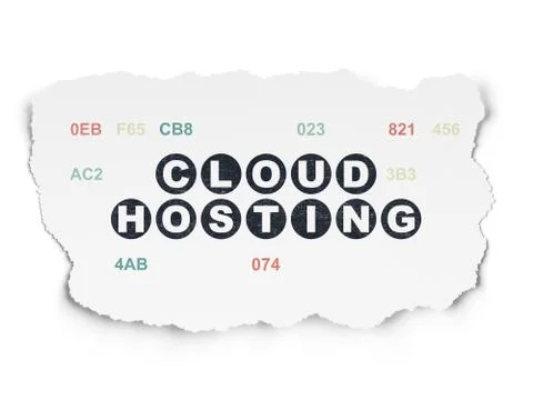 Cloud networking concept: Cloud Hosting on Torn Paper background イラスト素材